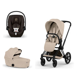 Cybex Platinum Priam 5 Stroller + Fold Cot + Cloud G Pro Recline Infant Car Seat Bundle