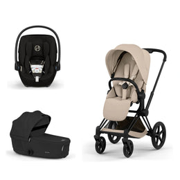 Cybex Platinum Priam 5 Stroller + Fold Cot + Cloud G Pro Recline Infant Car Seat Bundle