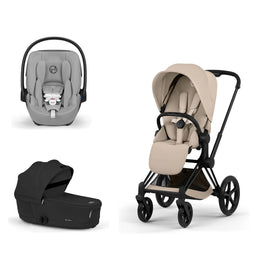 Cybex Platinum Priam 5 Stroller + Fold Cot + Cloud G Pro Recline Infant Car Seat Bundle