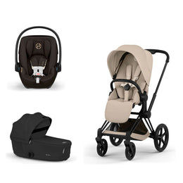 Cybex Platinum Priam 5 Stroller + Fold Cot + Cloud G Pro Recline Infant Car Seat Bundle