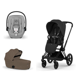Cybex Platinum Priam 5 Stroller + Fold Cot + Cloud G Pro Recline Infant Car Seat Bundle