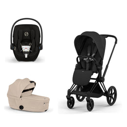Cybex Platinum Priam 5 Stroller + Fold Cot + Cloud G Pro Recline Infant Car Seat Bundle