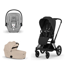 Cybex Platinum Priam 5 Stroller + Fold Cot + Cloud G Pro Recline Infant Car Seat Bundle