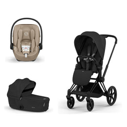 Cybex Platinum Priam 5 Stroller + Fold Cot + Cloud G Pro Recline Infant Car Seat Bundle