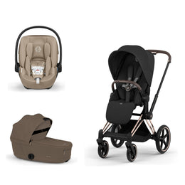 Cybex Platinum Priam 5 Stroller + Fold Cot + Cloud G Pro Recline Infant Car Seat Bundle