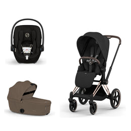 Cybex Platinum Priam 5 Stroller + Fold Cot + Cloud G Pro Recline Infant Car Seat Bundle