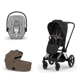 Cybex Platinum Priam 5 Stroller + Fold Cot + Cloud G Pro Recline Infant Car Seat Bundle