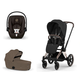 Cybex Platinum Priam 5 Stroller + Fold Cot + Cloud G Pro Recline Infant Car Seat Bundle