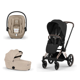 Cybex Platinum Priam 5 Stroller + Fold Cot + Cloud G Pro Recline Infant Car Seat Bundle