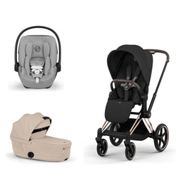 Cybex Platinum Priam 5 Stroller + Fold Cot + Cloud G Pro Recline Infant Car Seat Bundle