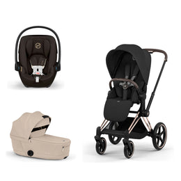 Cybex Platinum Priam 5 Stroller + Fold Cot + Cloud G Pro Recline Infant Car Seat Bundle