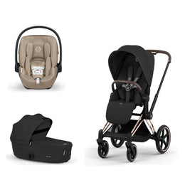 Cybex Platinum Priam 5 Stroller + Fold Cot + Cloud G Pro Recline Infant Car Seat Bundle