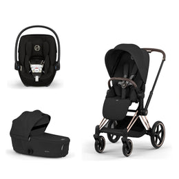 Cybex Platinum Priam 5 Stroller + Fold Cot + Cloud G Pro Recline Infant Car Seat Bundle