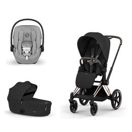 Cybex Platinum Priam 5 Stroller + Fold Cot + Cloud G Pro Recline Infant Car Seat Bundle