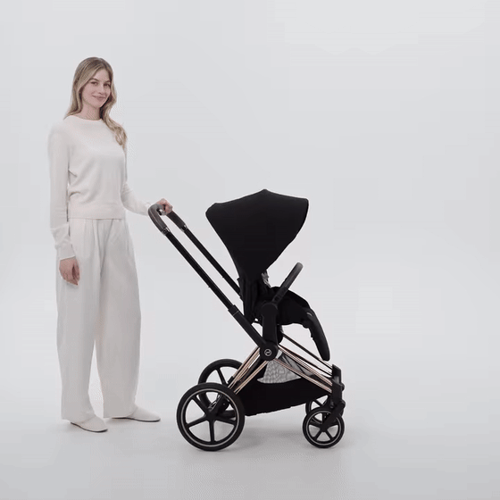 CYBEX Priam 5 Rose Gold and Sepia Black seat recline demonstration
