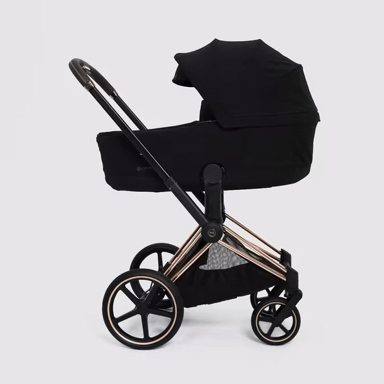 CYBEX Priam travel-system demonstration with carry cot, seat unit and infant car seat; car seat sold separately