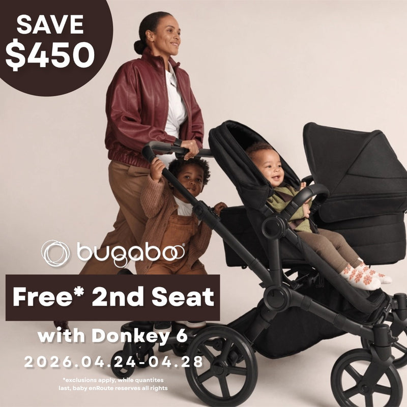 Bugaboo Donkey 6 Duo Stroller in Dark Burgundy with two seats lifestyle view vertical