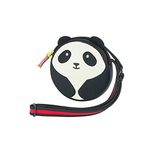 Dabbawalla panda round crossbody bag with adjustable strap, black-and-white panda face design