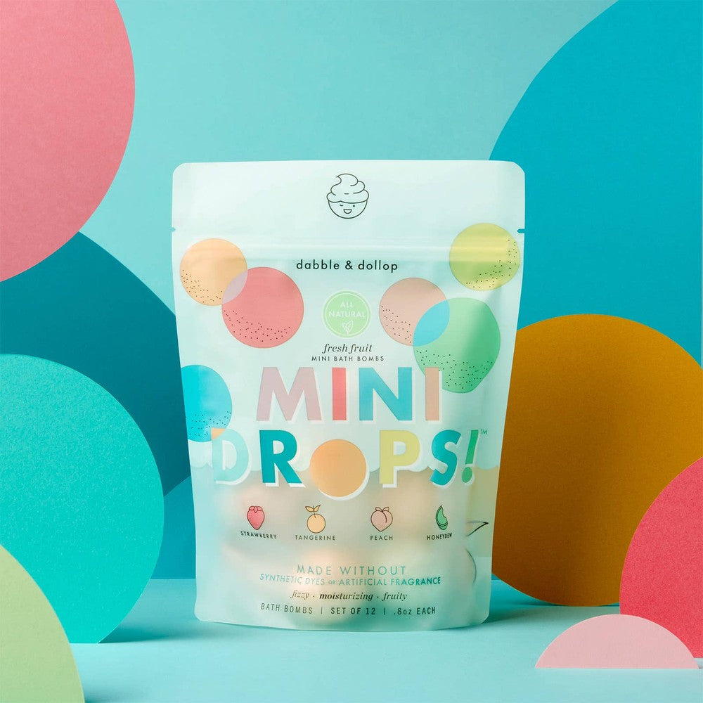 Dabble & Dollop Mini Drops Bath Bombs All-Natural Fresh Fruit