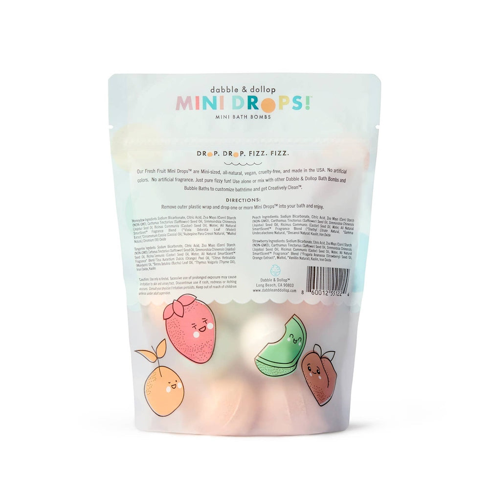 Dabble & Dollop Mini Drops Bath Bombs All-Natural Fresh Fruit