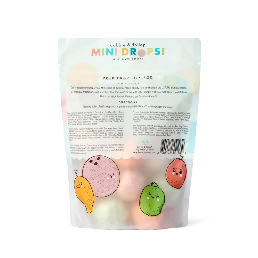 Dabble & Dollop Mini Drops Bath Bombs All-Natural Tropical Scents