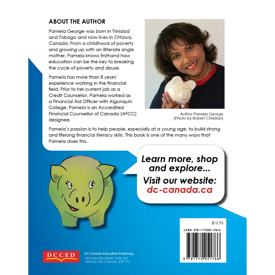 Three Little Piggy Banks - English back cover with publisher and book details