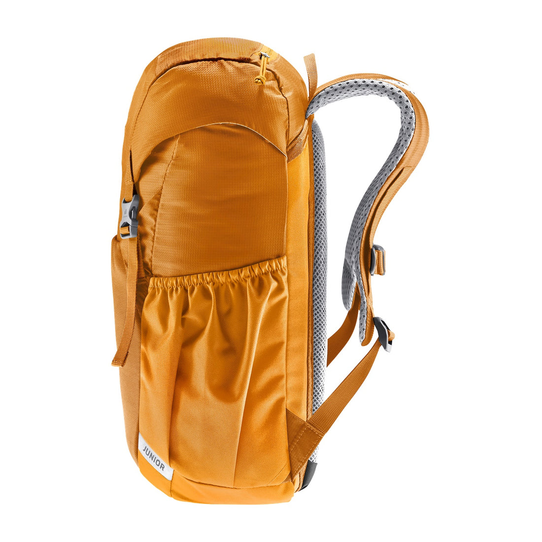 Deuter Junior Kids' Backpack in Maple Amber — left-side view showing elastic side pocket