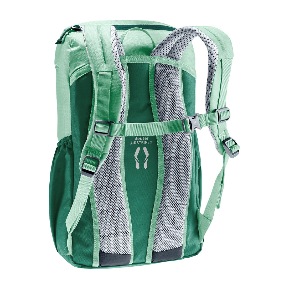 Deuter Junior Kids' Backpack in Spearmint Seagreen — rear three-quarter view showing back panel and sternum strap