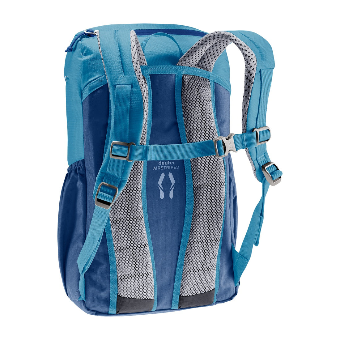 Deuter Junior Kids' Backpack in Wave Nightblue — rear three-quarter view showing back panel and sternum strap
