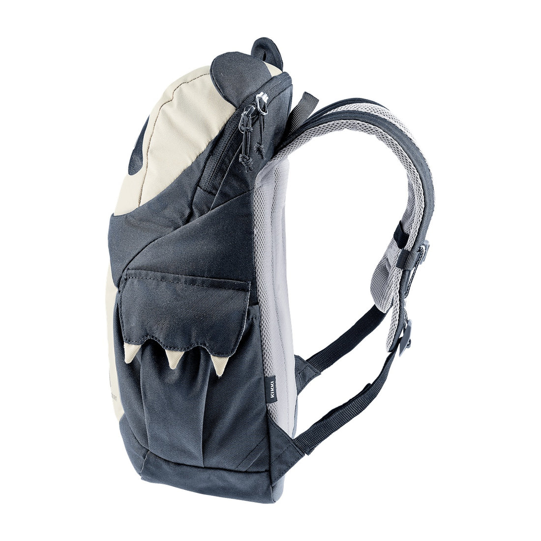 Deuter Kikki Kids' Backpack in Black Bone — left-side view showing side pocket and shoulder straps