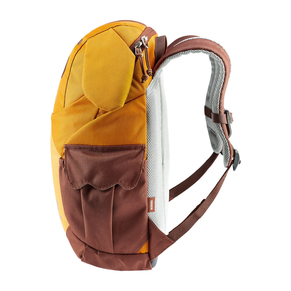Deuter Kikki Kids' Backpack in Maple Umbra — left-side view showing side pocket and shoulder straps