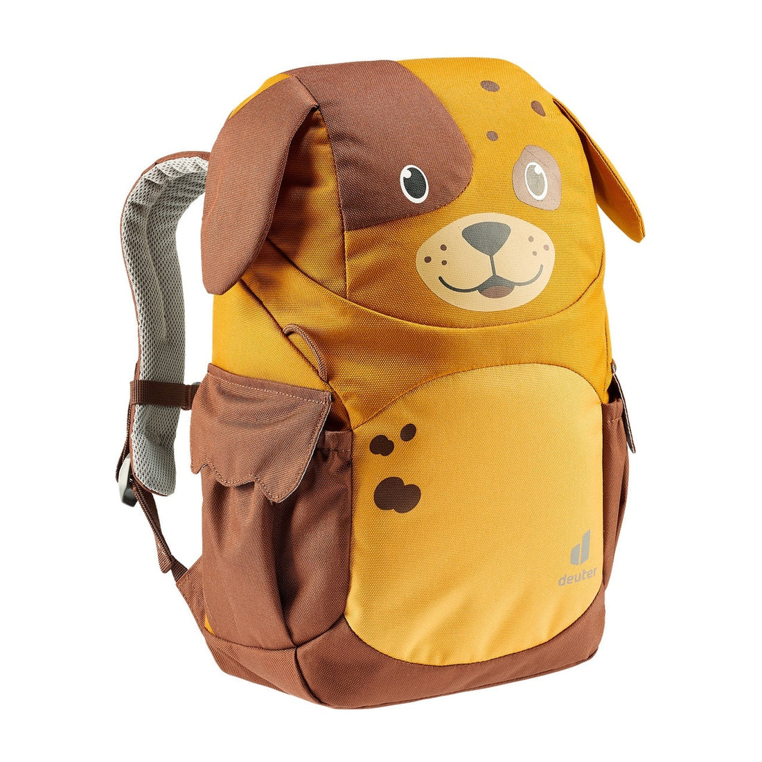 Deuter Kikki Kids' Backpack in Maple Umbra — angled front view showing side pocket and shoulder straps