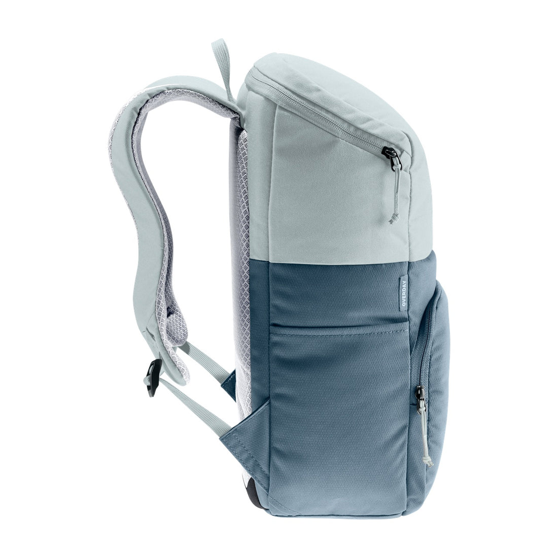 Deuter Overday Kids' Backpack in Ink Sage — side view showing zippered side panel