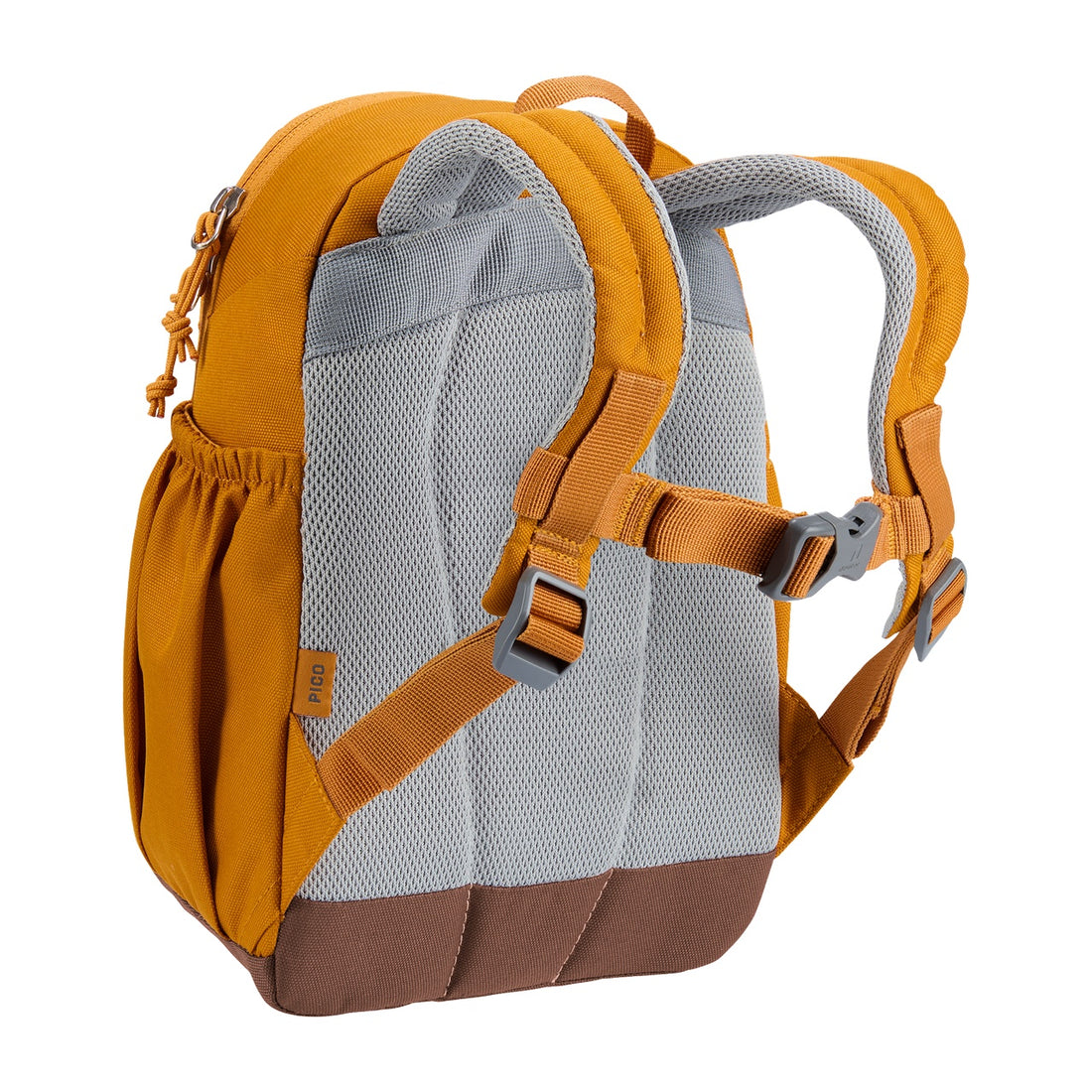 Deuter Pico Kids' Backpack in Amber Maple — rear three-quarter view showing back panel and sternum strap