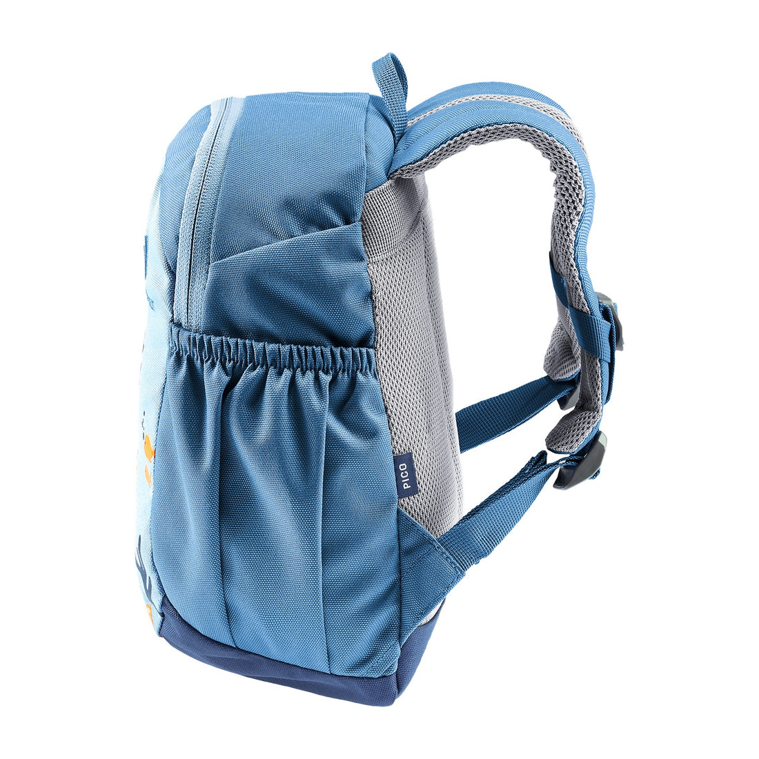 Deuter Pico Kids' Backpack in Aqua Wave — left-side view showing elastic side pocket