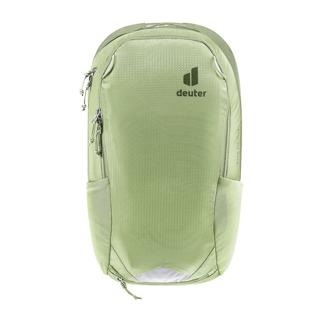 Deuter Race Air 14+3 Cycling Backpack in Mineral Grove — straight front view with reflective lower panel
