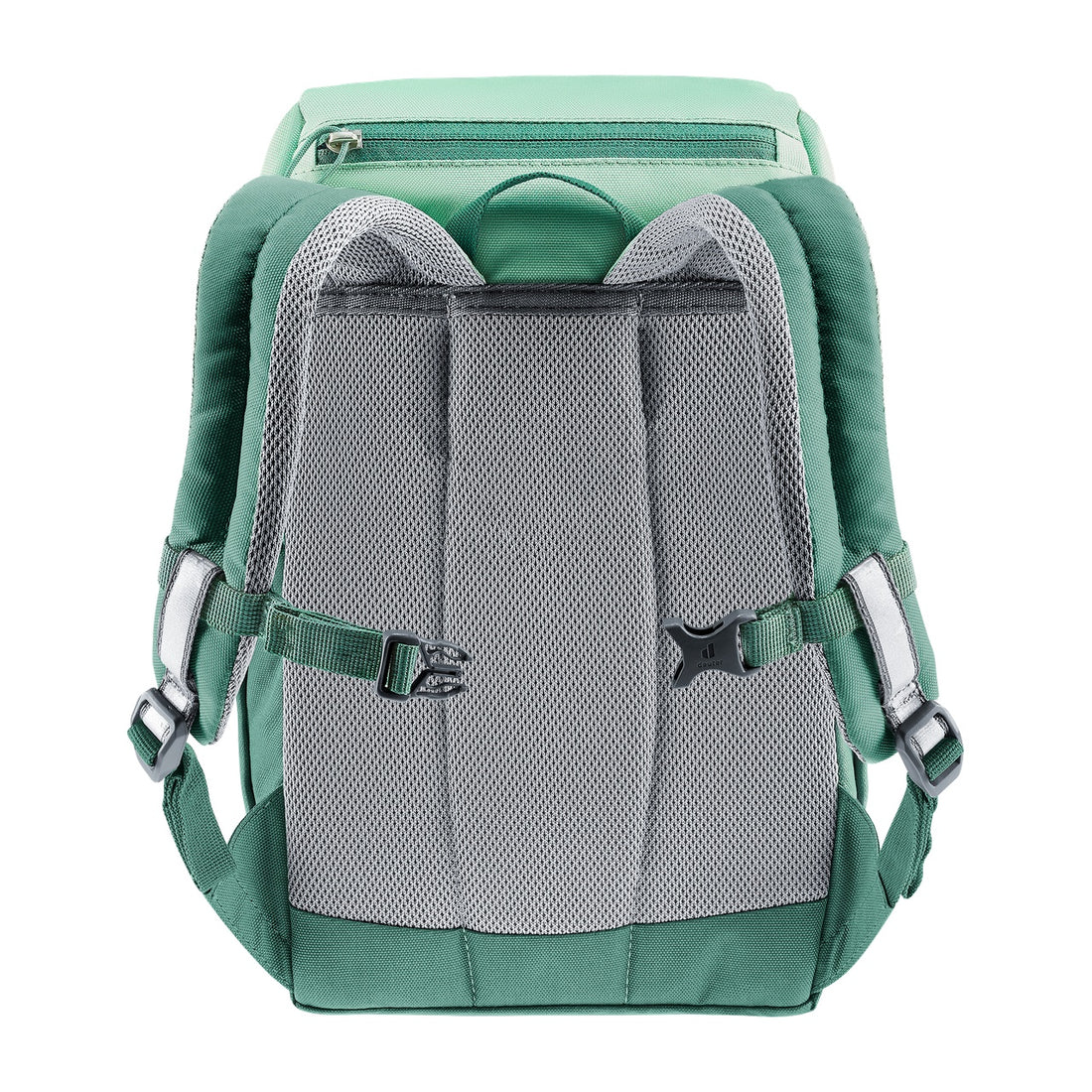 Deuter Schmusebär Kids' Backpack in Spearmint Seagreen — rear view showing padded back panel and shoulder straps