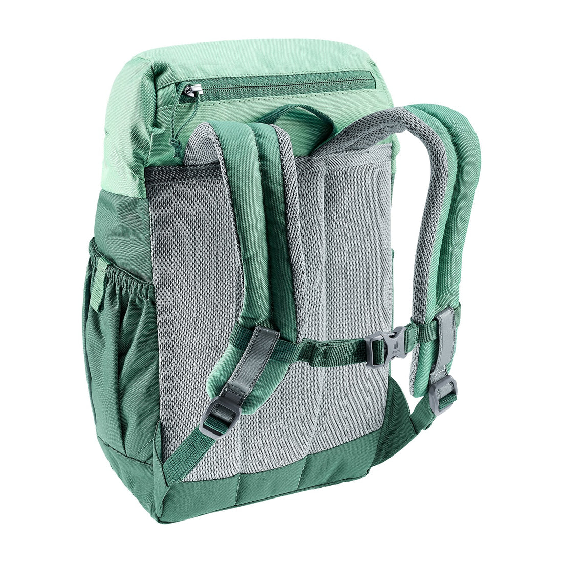Deuter Schmusebär Kids' Backpack in Spearmint Seagreen — left-side view showing elastic side pocket