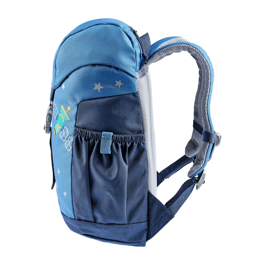 Deuter Schmusebär Kids' Backpack in Wave Nightblue — left-side view showing elastic side pocket