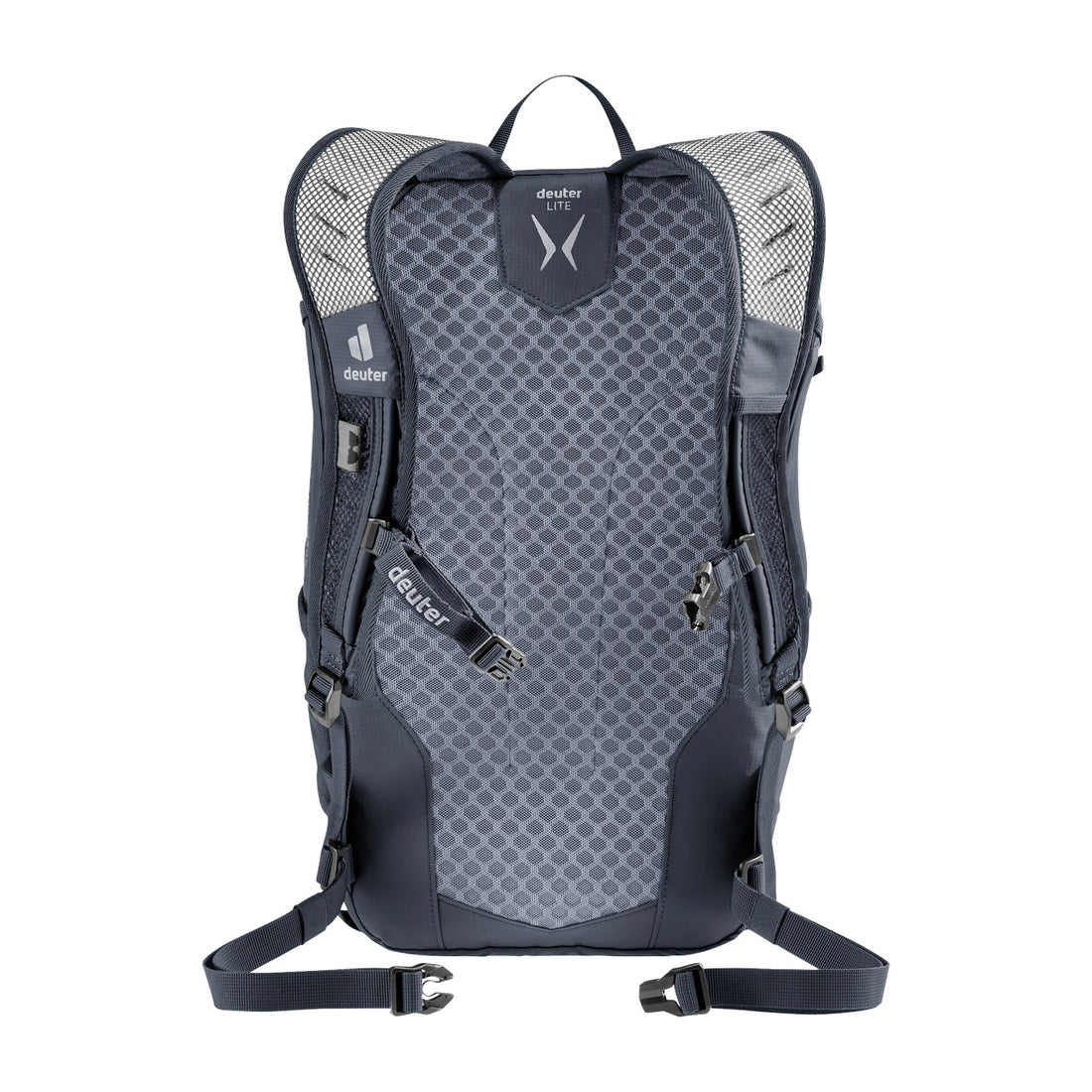 Deuter Speed Lite 21 Hiking Backpack in Black — straight rear view showing mesh back panel and straps