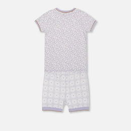 Deuxpardeux Organic Cotton Two Piece Pajama Set Lilac Printed Little Flowers