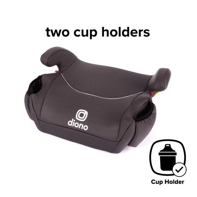 Diono Solana backless booster car seat in dark gray with two cup holders