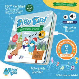 Ditty Bird Sound Book Christmas Songs USB-C Rechargeable