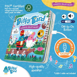 Ditty Bird Sound Book Classical Ballet Music USB-C Rechargeable