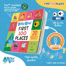 Ditty Bird Sound Book First 100 Places USB-C Rechargeable
