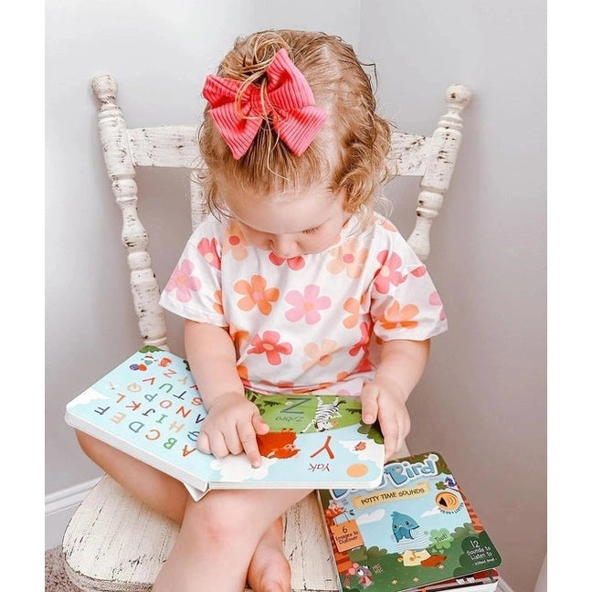 Ditty Bird Sound Book Fun Alphabet USB-C Rechargeable by DITTY BIRD; toddler taps cheerful pages to learn letters.
