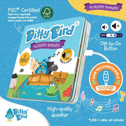 Ditty Bird Sound Book Nursery Rhymes USB-C Rechargeable