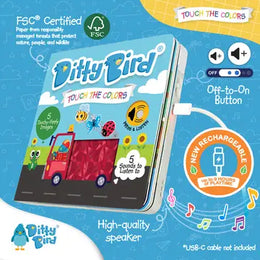 Ditty Bird Sound Book Touch the Colors USB-C Rechargeable