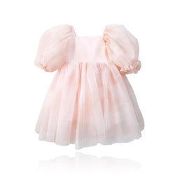 Dolly By Le Petit Dreamy Babydoll Puff Dress Pink Clouds