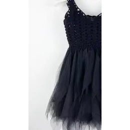 Dolly By Le Petit Tom Crochet Tutu Dress Seashells Black